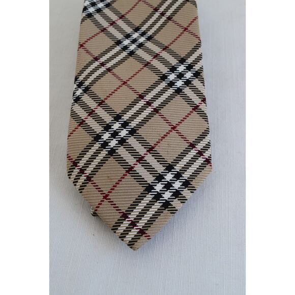 Burberry London Nova Check Italy Made 100% Silk Neck Tie Brown Tan READ 61 X 3.5 - Picture 1 of 7